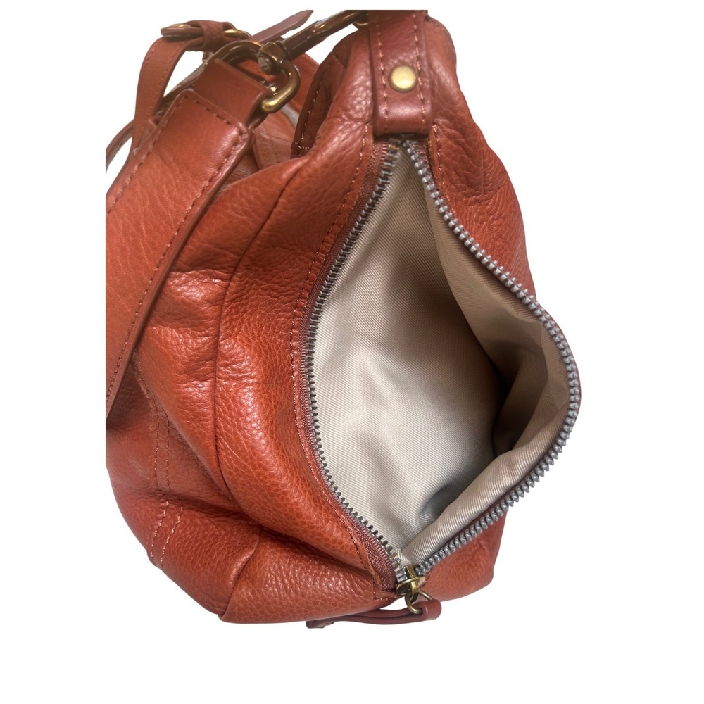 American Leather Co Brandy Brown Pebbled Leather Hobo Crossbody Bag Large - Picture 9 of 12